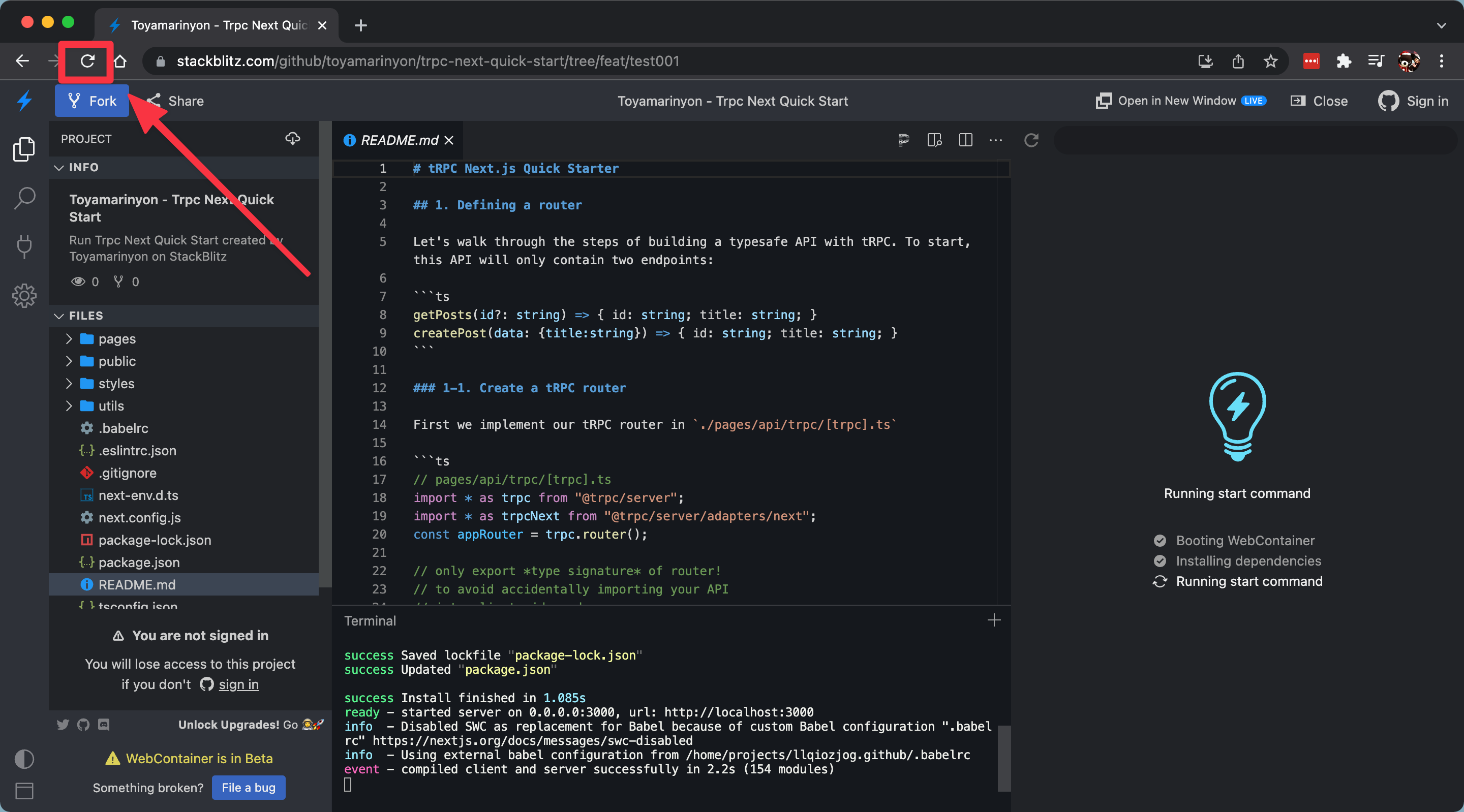 Stack Blitz loading
trouble