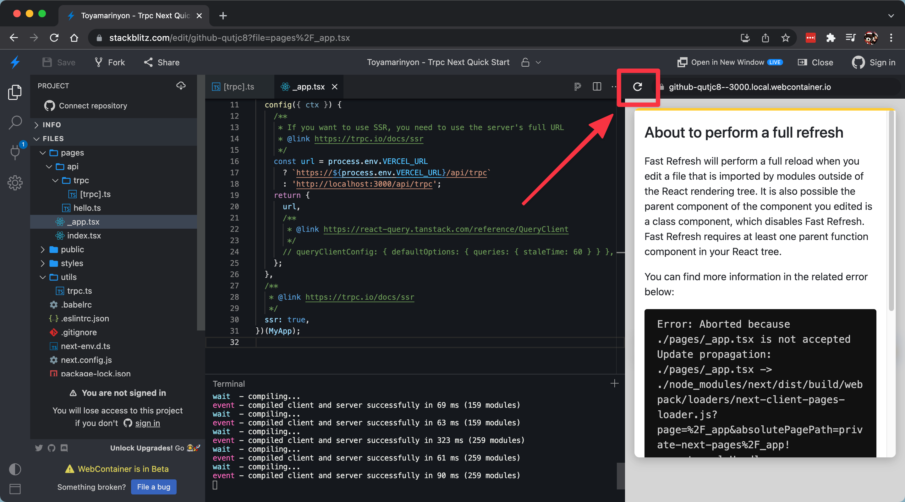 reload preview window