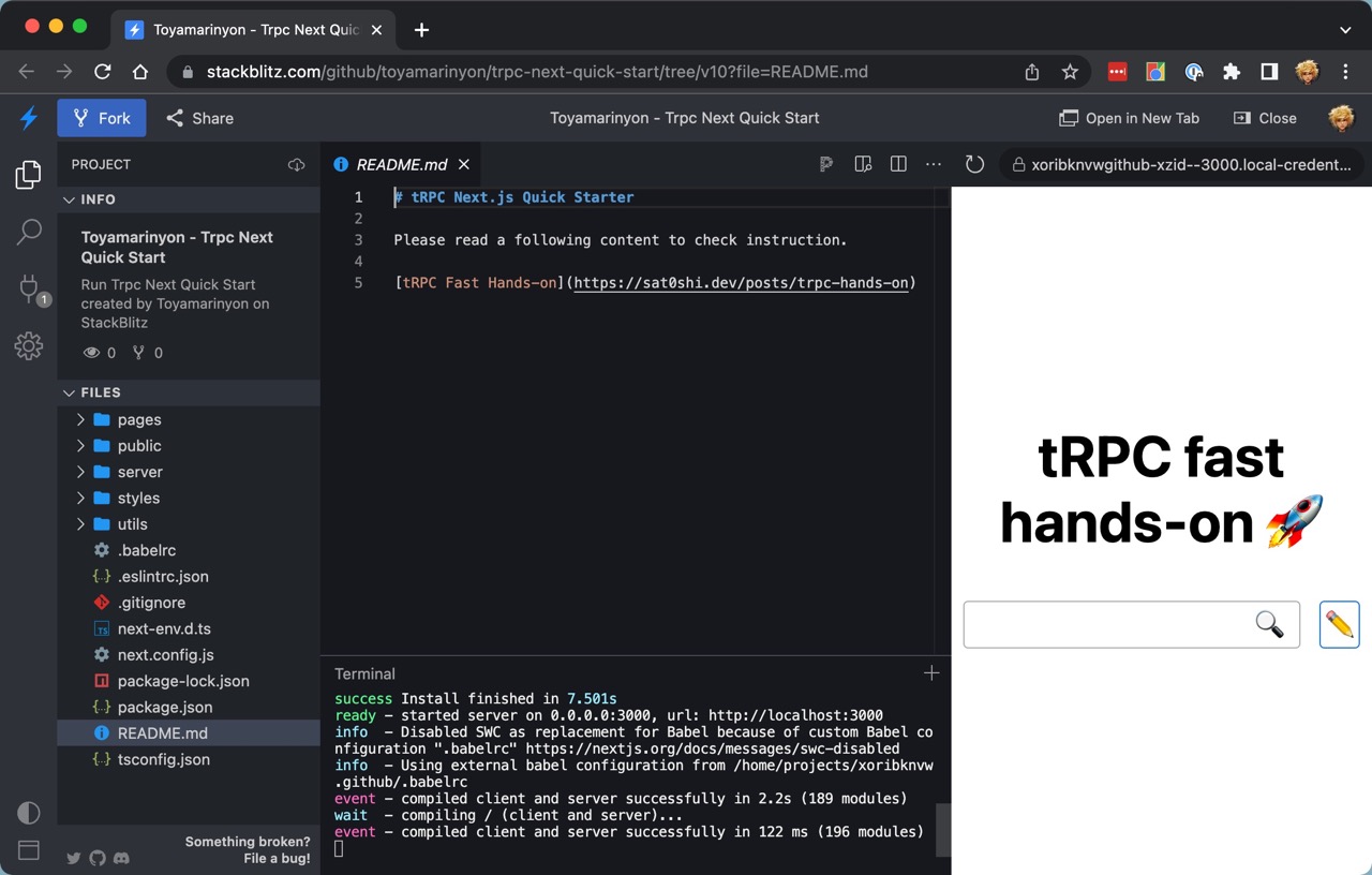 running local server on StackBlitz